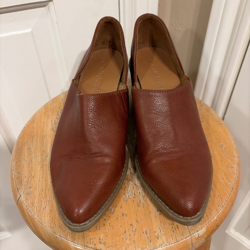 Cynthia Rowley Womens Eddie dOrsay Bootie Mules Cognac Brown 7.5M Block Heel